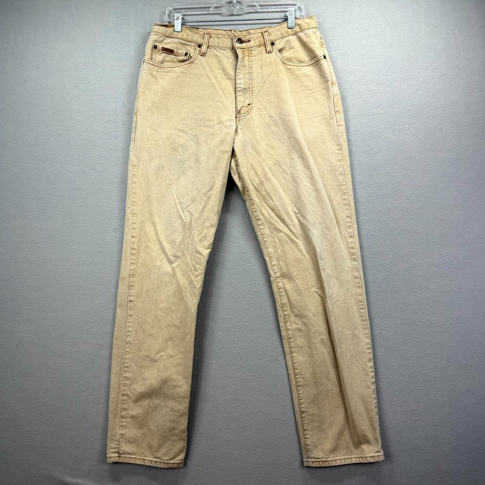 Eddie Bauer Straight Jeans Men 34x33* Beige Premium Denim Pants Classic Workwear